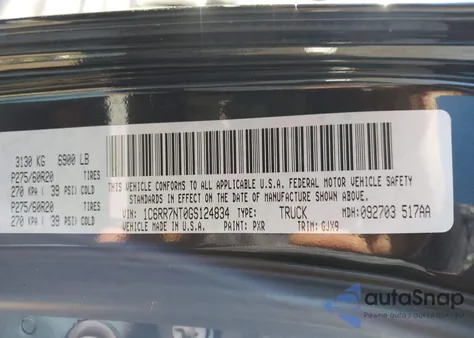 2016 Ram 1500 Laramie из США, поврежденный, VIN 1C6RR7NT0GS124834